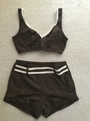 £17 • Buy Vintage Top & Shorts 12 Made In England Beach Summer Bikini Brown Beach