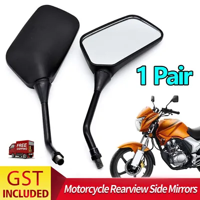 Universal Motorcycle Rearview Side Mirrors For Honda Suzuki KAWASAKI Black 10mm • $18.39