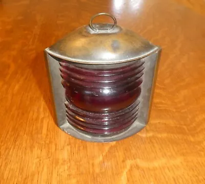 Vintage Brass Port Corner Lantern Red Lens Maritime Nautical  • $98