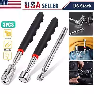 3Pcs Magnet Pickup Tool Telescoping Include 8 Lb LED Light Magnet Stick USA • $7.59