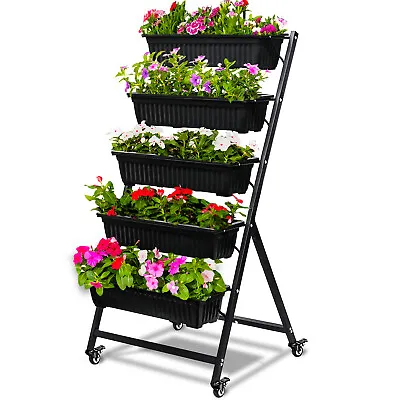 Cerbior Patio Vertical Herb Planter Garden Elevated Raised Bed Vegetable 5 Boxes • $104.49