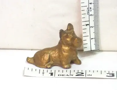 Small Metal Scottish Terrier Dog Vintage Cast Scottie Dog Small Gold Colored • $8.99