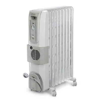 DELONGHI 12 Fin Oil Filled Radiator Room Heater With Fan (White 3000 Watts 7306 • $1308