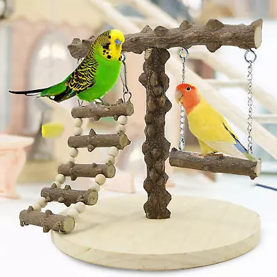 Natural Wood Bird Playground Parrot Perch Playstand Play Gym Stand Playpen • $29.05