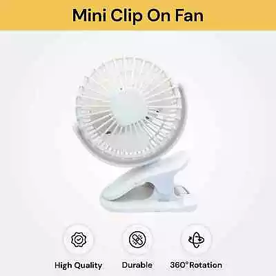 Portable 360° Mini Desk Fan Travel USB Rechargeable Clip On Pram Car Cooling Fan • $23.99