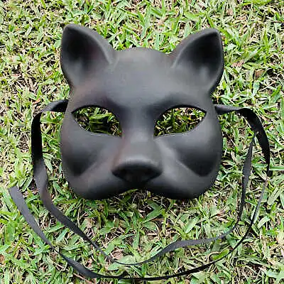 Plain Black Gato Cat Face Traditional Venetian Masquerade DIY Party Mask • $13.99
