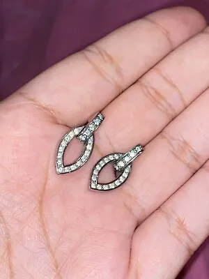 £10 • Buy Swarovski Silver Tear Drop Diamond Dangle Earrings Pierced Gems Sparkly Gift