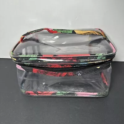 Vera Bradley Havana Rose Clear Makeup Bag Case Organizer Travel Toiletry 10x6  • $35