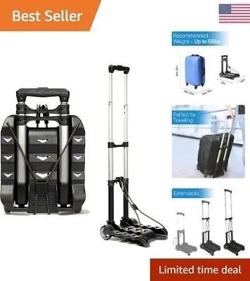 Aluminum Luggage Cart - Collapsible Portable Dolly - 55 Lbs Load Capacity • $64.99