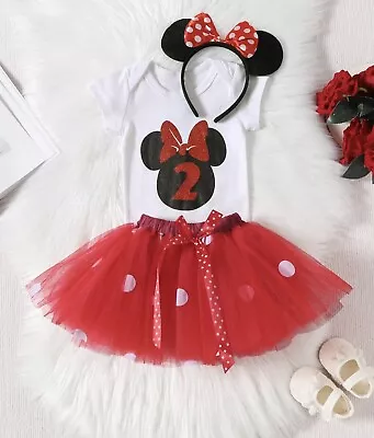 Dress Size 24 Months Minnie Mouse 2nd Birthday Outfit Tutu Cake 3 Pieces New • $14.99