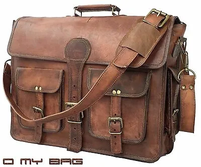 Mens Briefcase Bag Genuine Leather Vintage Satchel Messenger Man Sholder Laptop • $73.13