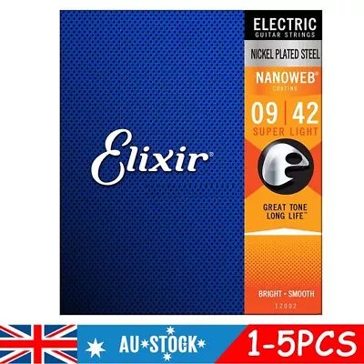 Elixir 12002 Electric Guitar Strings Set Nanoweb Super Light 9-42 Nickel Steel Y • $14.97