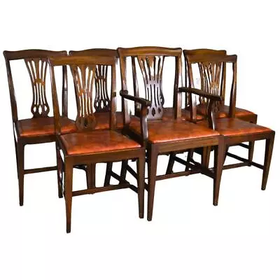 Antique Set Of 7 Mahogany Dining Chairs #21935 • $1250