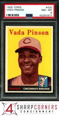 $119.50 • Buy 1958 Topps #420 Vada Pinson Rc Redlegs Psa 8 A3646958-877