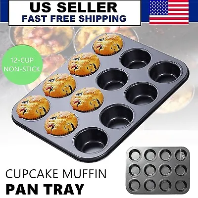 12 Cup Muffin Cupcake Bunsheet Non-Stick Baking Tray Tin Fairy Cake Premium Dish • $10.99