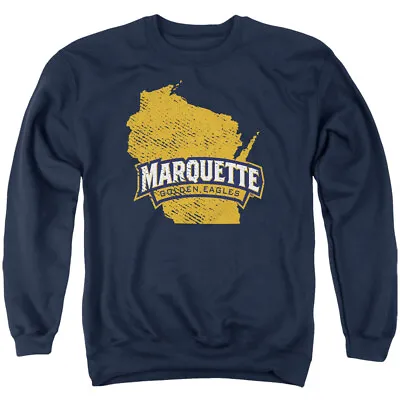 Marquette University Adult Crewneck Sweatshirt State Shape Navy S-3XL • $39.99