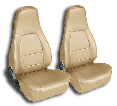 $159 • Buy Iggee S.leather Custom Fit 2 Front Seat Covers For Mazda Miata 1990-1997 Beige