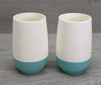 Vintage Retro Bopp-Decker Vacron - Set Of 2 - Insulated Turquoise/White Cups • $10.95