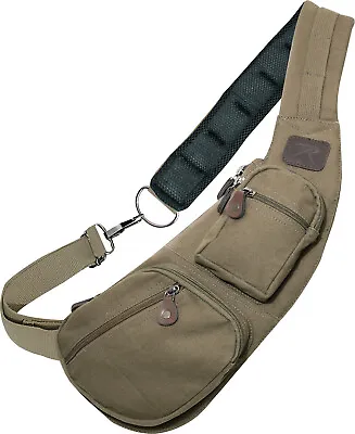 Crossbody Canvas Sling Bag EDC Compact Over Shoulder Chest Front Pack Backpack • $24.99