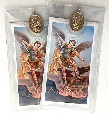 £2.85 • Buy ST MICHAEL THE ARCHANGEL   Prayer Card & Medal   PACK OF TWO