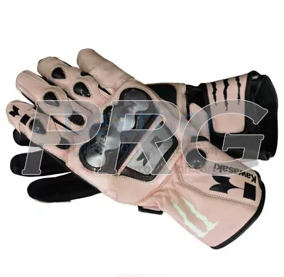 Kawasaki Motorcycle Racing Leather Gloves Racing Guantes Kawasaki Race Gants • $70