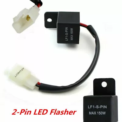 2-Pin Electronic LED Flasher Relay Universal Turn Signal Light Hyper Flash Kit • $12.36