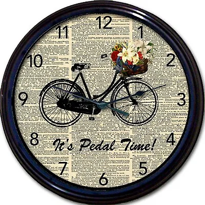 Bicycle Bike Steampunk Dictionary Wall Clock Flowers Biking Bicycling Pedal    • $30.99