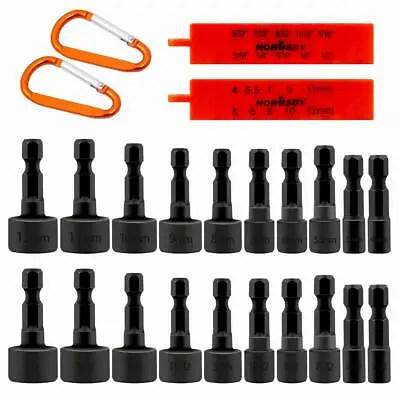 22PCS Power Nut Driver Bit Set Quick Change MM & SAE Impact 1/4  Hex Shank • $9.91