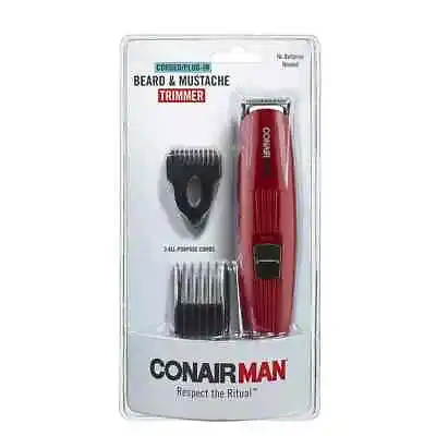 CONAIR MAN Electric Beard Mustache & Jawline Trimmer- 3 All-Purpose Combs - NIB • $15.03