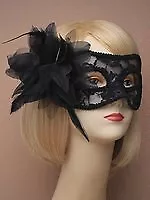 Elegant Black Net Eye Mask - Perfect For Masquerade Party Or Fancy Dress! • £5.39