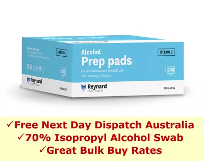 $9.20 • Buy REYNARD 70% ISOPROPYL ALCOHOL SKIN PREP PADS / SWABS / WIPES - 6 X 3cm