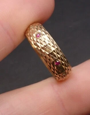 £130 • Buy English 9ct Gold Pink & Clear Stone Full Eternity Ring. UK Size O 1/2