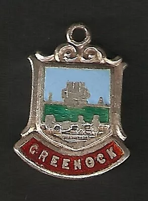 £5.99 • Buy Greenock - Vintage Sterling Silver Enamel Shield Bracelet Travel Charm.