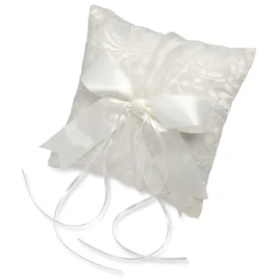 £15.50 • Buy Wedding Ring Pillow Cushion Ivory Or White Lace With Polyester Bow Ring Bearer