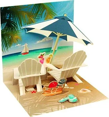 PopShots Studios Pop Up 3D Mini Card Holiday Birthday Greeting Card Beach • £4.49