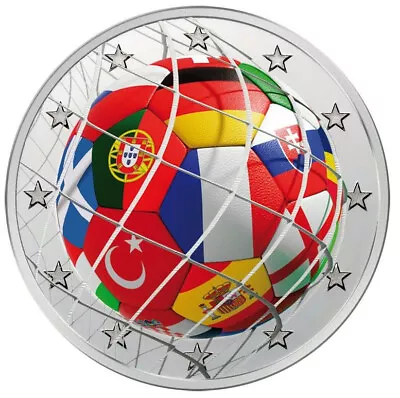 2 Euro Artist's Edition  Football European Championship 2024  - 2 Euro Coloured Coin - Bank Fresh • £8.59