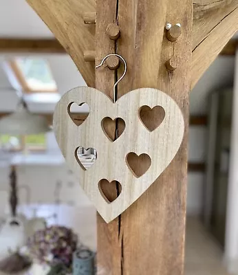 £6.95 • Buy Wooden Heart Scarf Belt Tie Hanger Holder Wardrobe Organiser 