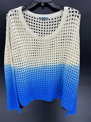 $15.05 • Buy Good Luck Gem Blue Ombre Open Stitch Sweater Long Sleeve NEW Women's M Medium