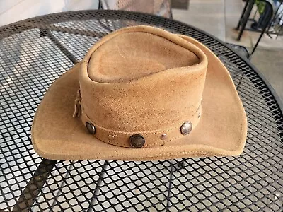 Minnetonka The Outback Buffalo Nickel Hat Medium Genuine Leather Distressed • $45.99