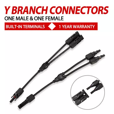 2 To 1 Y Type Branch Connectors Male & Female For Solar Panels PV Connectors • $13.95