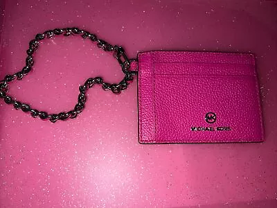 MICHAEL KORS Jet Set Leather Chain ID Card Case Cardholder Small Wallet -PINK • $7.99