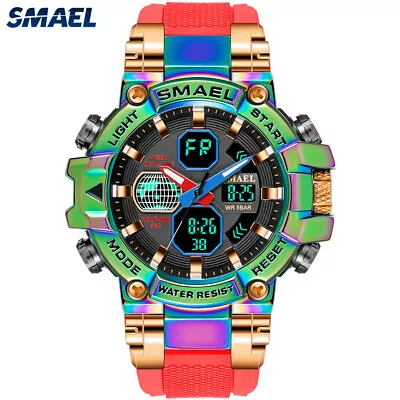 SMAEL Men Digital Quartz Watches Fashion Sport Steel Wristwatch LED Watch Gift • $16.32