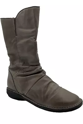 Miz Mooz Leather Ruched Mid Boot Pass Graphite • $65.69
