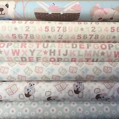 Fabric Freedom Teddy Bears Picnic 100% Cotton Fabric FQ Craft Quilt Patch Pastel • £1.94