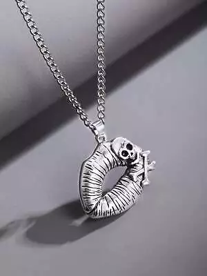 Silver Metal Lips & Skull Pendant Necklace For Men's Party For Men Jewelry For • $5.32