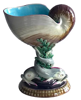 Rare Antique Minton Majolica Nautilus Shell Dolphin Centerpiece Compote C. 1865 • $3415.50