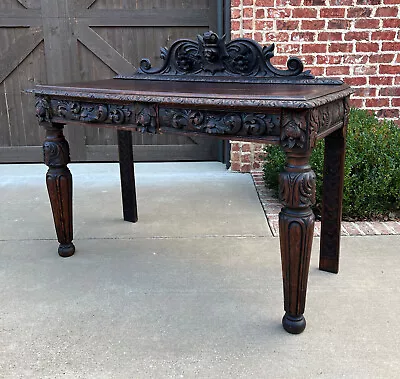 Antique French Table Hall Entry Console Sofa Table Two Drawers Oak C. 1890s • $2700