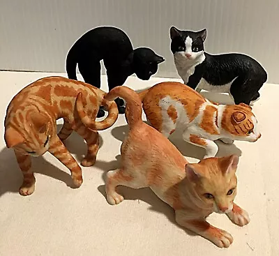 Vintage 5 Pc Lot Miniature Handcrafted Kitty Cat Kitten Resin Figurines - TAIWAN • $9.95