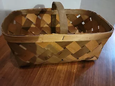 Vintage Large Hand Woven Harvest Basket • $38.99