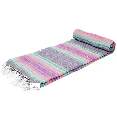 Mexican Blanket Pastel Purple Mint Coral Pink Grey Mexican Falsa Yoga Blanket  • $14.89